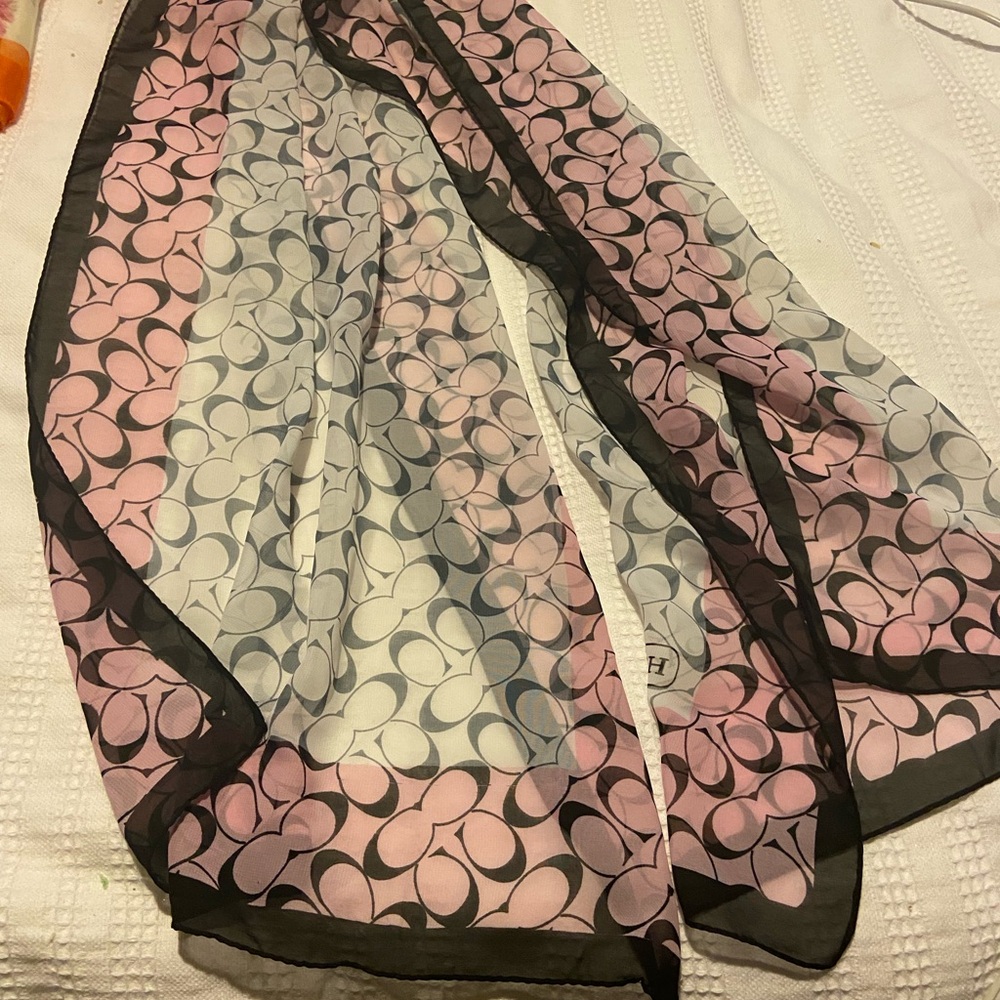 Ladies Coach Sheer Scarf in Pink and Black